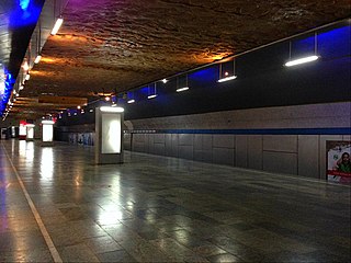 Varketili is a station of the Tbilisi Metro on the Akhmeteli–Varketili Line. It opened in 1985 and was renovated in 2007. Varketili is the last station on line 1 and is the nearest to the airport.