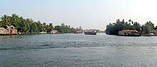 Alappuzha was the location for a song sequence. VembanadBackwaters.jpg
