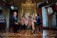 Pirro interviewing Vice President Mike Pence in December 2019 Vice President Pence TV Interview (49193168883).jpg