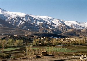 Snowpack in the Atlas Mountains, where most major rivers in Morocco have their source, provides important storage for water resources Village atlas.jpeg