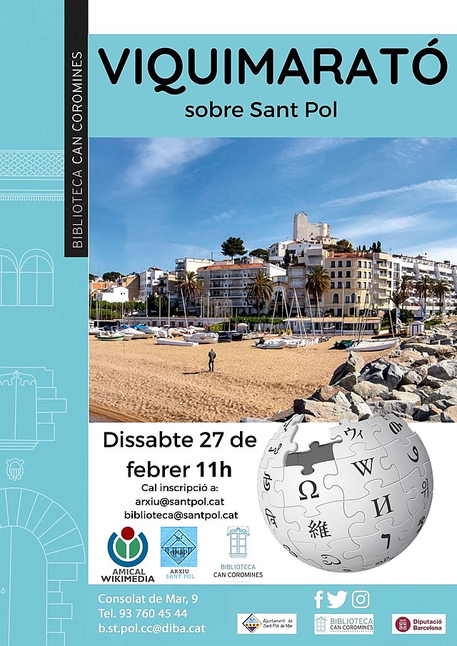 Cartell de la Primera Viquimarató organitzada a Sant Pol de Mar, 2021