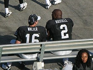 Players not actively participating in a game and coaches remain on the sidelines during play Walter & Russell at Falcons at Raiders 11-2-08.JPG