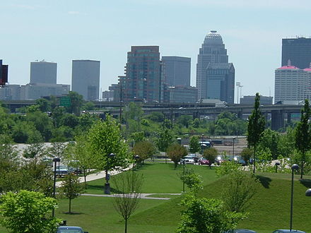 Louisville Waterfront Park exhibits rolling hills, spacious lawns and walking paths in the downtown area.