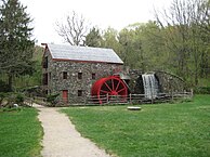 Die Schrotmühle im Wayside Inn in Sudbury, Massachusetts