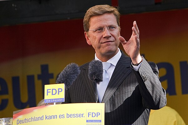 Westerwelle speaking at an election rally in Hamm, 2009