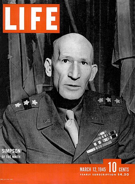 Lieutenant General William Hood Simpson wearing three-star rank, 1945