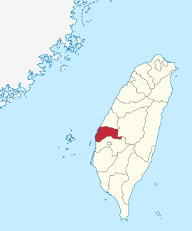 Kort over Taiwan, position for Yunlin County fremhævet