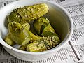 A bowl of half-sour pickles (Ukraine)