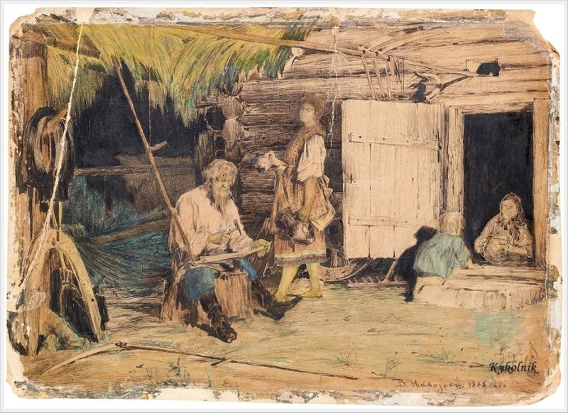 File:Навозов Василий Иванович «Лето. Крестьянин отбивает косу» 1885.jpg