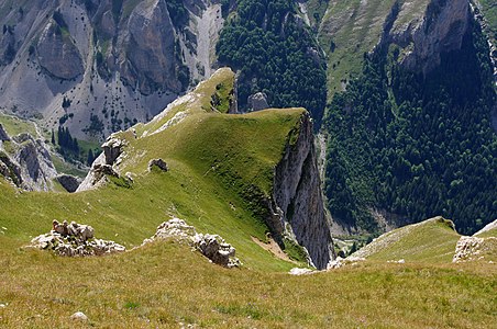 Canyon of Lešnica River btween the peaks Plat (2,398 m) and Sreden Kamen (2,465 m) on Šar Mountains, Macedonia