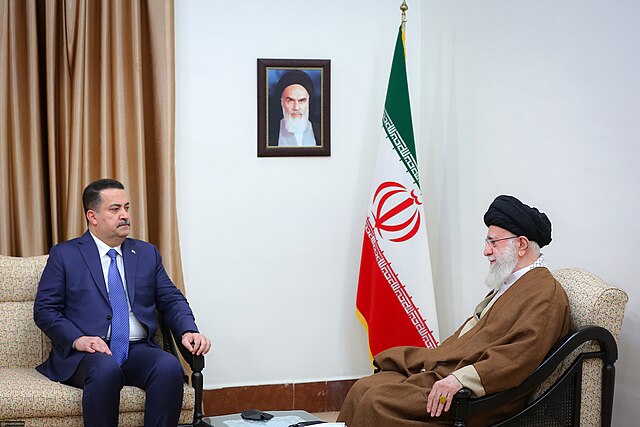 Al Sudani with Iran's Supreme Leader Ayatollah Ali Khamenei in November 2023