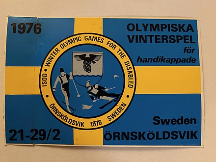 Official sticker from the first Winter Paralympics held in Örnsköldsvik, Sweden, 1976