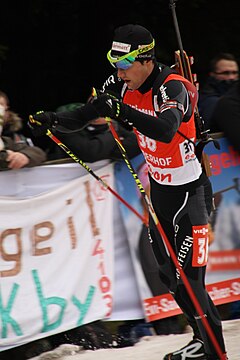 2014-04-01 Světový pohár v biatlonu Oberhof - Pronásledování mužů - 36 - Mario Dolder.JPG