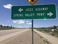 File:2014-06-02 12 40 11 Sign for Jiggs Highway (Nevada State Route 228) and Spring Valley Parkway along westbound Lamoille Highway (Nevada State Route 227) in Spring Creek, Nevada.JPG