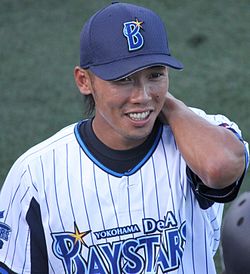 20140817 Uchimura kensuke, Infielder der Yokohama DeNA BayStars, im Yokosuka Stadium.JPG
