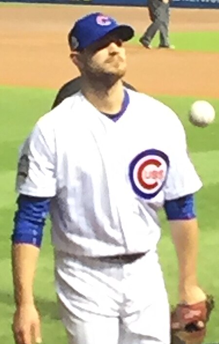 2016-WS-G4 IMG 5462 Grimm warming up in Cubs bullpen (cropped).jpg