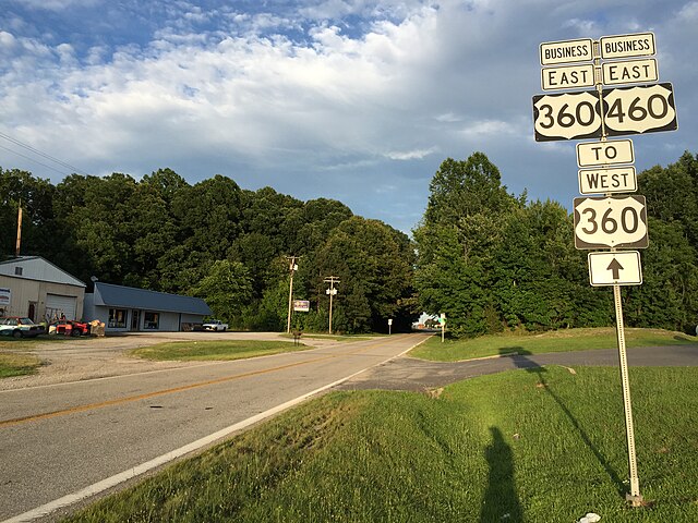 US 360 Bus. and US 460 Bus. at SR 716 just west of Burkeville