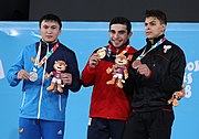 2018-10-11 Victory ceremony (Weightlifting Boys' 77kg) at 2018 Summer Youth Olympics by Sandro Halank-035.jpg