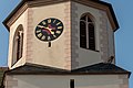 Deutsch: Turm der Pfarrkirche St. Johann im Krautheimer Ortsteil Gommersdorf.