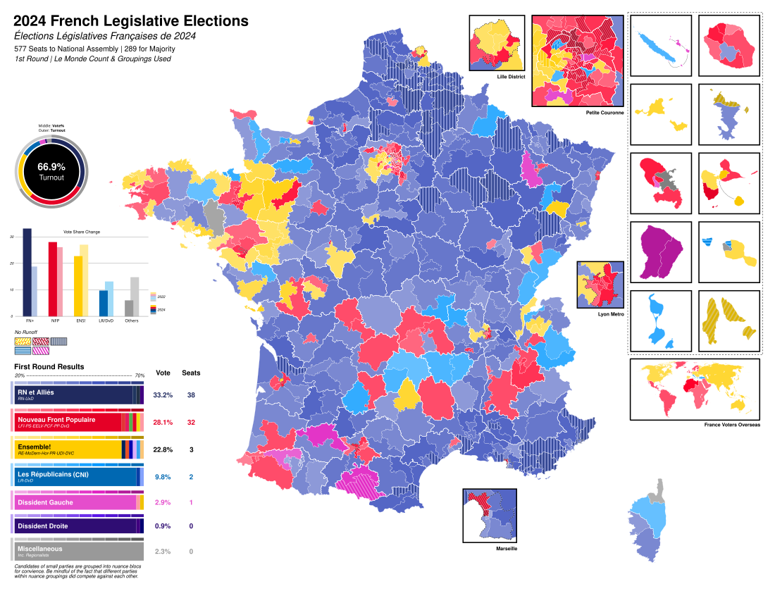 File:2024 French Legislative Election Results Map First Round.svg