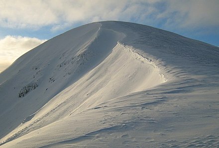 Wind-swept ridges are safe, cornices are not