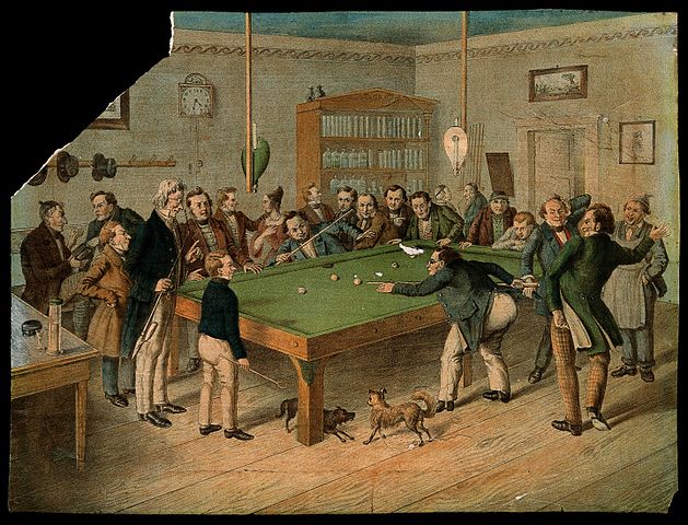 https://upload.wikimedia.org/wikipedia/commons/thumb/d/df/A_group_of_man_and_boys_are_gathered_around_a_billiard_table_Wellcome_V0040238.jpg/629px-A_group_of_man_and_boys_are_gathered_around_a_billiard_table_Wellcome_V0040238.jpg