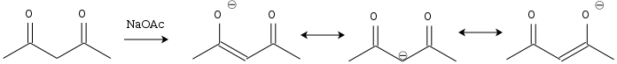Acetylaceton und mesomere Grenzformeln von Acetylacetonat