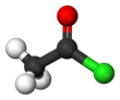 Ball-and-stick-model van acetylchloride