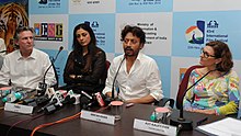 Actress Tabu (second from left) and actor Irrfan Khan (second from right) addressing a press conference at the opening for Life of Pi. Actor Irrfan Khan and Actress Tabu of the opening film "Life of Pi" addressing a press conference, at the 43rd International Film Festival of India (IFFI-2012), in Panaji.jpg