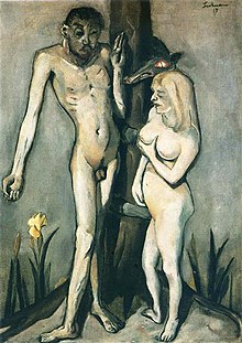 Adam and Eve (1917), by Max Beckmann. Adam-and-eve-1917 .jpg