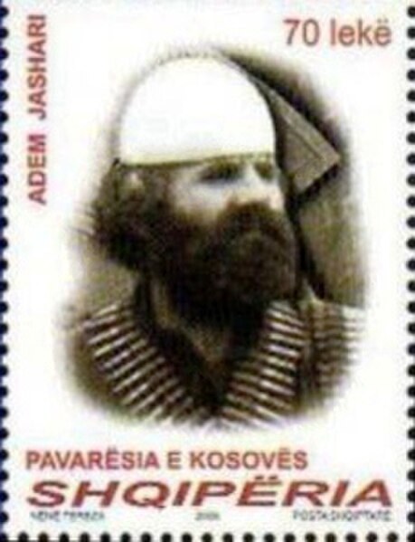 Jashari on a 2008 Albanian stamp