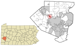 Ubicación en el condado de Allegheny y el estado estadounidense de Pensilvania.