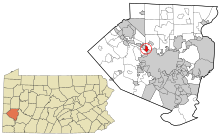 Округ Аллегейни, штат Пенсильвания, зарегистрированные и некорпоративные районы, выделенные Bellevue.svg