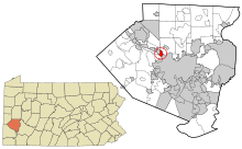 Allegheny County Pennsylvania włączone i niezarejestrowane obszary Bellevue highlighted.svg