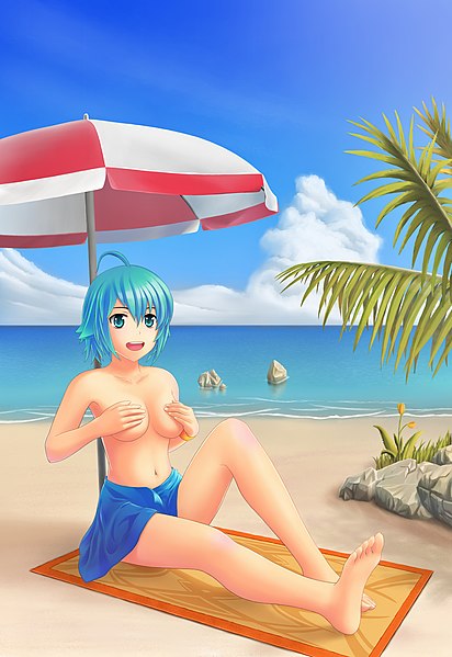 File:Anime girl at beach.jpg