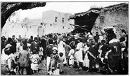 Armenian refugees at Van crowding around a public oven during 1915