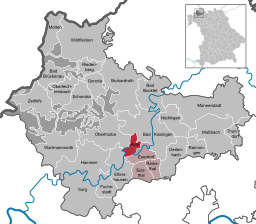 Läget för Aura an der Saale i Landkreis Bad Kissingen