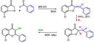 Auwers synthesis series of organic reactions forming a flavonol from a coumarone