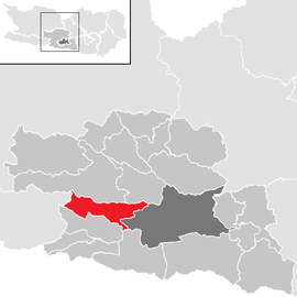 Poloha obce Bad Bleiberg v okrese Villach-vidiek (klikacia mapa)