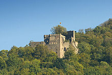 Ruine Hohenbaden, das sogenannte Alte Schloss am Hang des Battert