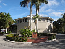 A view of the Bailey-Matthews National Shell Museum in Sanibel, Florida, with the Raymond Burr Memorial Garden in the foreground, December 2011