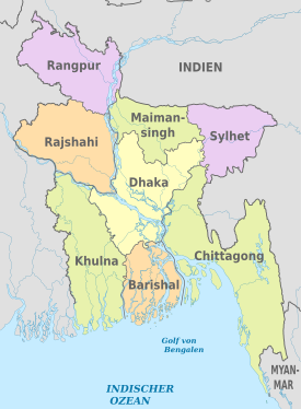 Bangladesh, administrative divisions - de - colored.svg