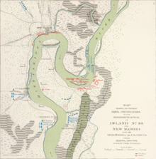 Map of the Confederate defenses at New Madrid and Island No. 10 Battles of New Madrid and Island Number 10.png