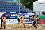 Deutsch: Beachhandball Europameisterschaften 2019 (Beach handball Euro); Tag 5: 6. Juli 2019 – Frauen, Platzierungsspiel für die Ränge 9–12, Deutschland-Polen 2:1 (22:23, 19:16, 7:6) English: Beach handball Euro; Day 5: 6 July 2019 – Placement Match/Cross Match for rank 9–12 Women – Germany-Poland 2:1 (22:23, 19:16, 7:6)