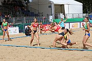 Deutsch: Beachhandball Europameisterschaften 2019 (Beach handball Euro); Tag 2: 3. Juli 2019 – Frauen, Vorrunde Gruppe D, Ukraine-Deutschland 2:0 (23:22, 32:24) English: Beach handball Euro; Day 2: 3 July 2019 – Women Preliminary Round Group D – Ukraine-Germany 2:0 (23:22, 32:24)