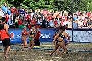 Deutsch: Beachhandball Europameisterschaften 2019 (Beach handball Euro); Tag 4: 5. Juli 2019 – Frauen, Viertelfinale, Spanien-Ungarn 1:2 (14:16, 26:16, 2:5) English: Beach handball Euro; Day 4: 5 July 2019 – Quarter Final Women – Spain-Hungary 1:2 (14:16, 26:16, 2:5)