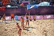 Deutsch: Beachhandball bei den Olympischen Jugendspielen 2018; Tag 3, 10. Oktober 2018; Mädchen, Vorrunde, Gruppe B - Niederlande-Argentinien 2:0 English: Beach handball at the 2018 Summer Youth Olympics at 10 October 2018 – Girls Preliminary Round Group B‎ – Netherlands-Argentina 2:0