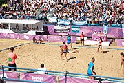 Deutsch: Beachhandball bei den Olympischen Jugendspielen 2018; Tag 3, 9. Oktober 2018; Mädchen, Vorrunde, Gruppe A - Chinese Taipei (Taiwan)-Mauritius 2:0 English: Beach handball at the 2018 Summer Youth Olympics at 9 October 2018 – Girls Preliminary Round Group A‎ – Chinese Taipei-Mauritius 2:0