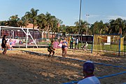 Deutsch: Beachhandball bei den Olympischen Jugendspielen 2018; Tag 3, 9. Oktober 2018; Mädchen, Vorrunde, Gruppe B - Venezuela-Niederlande 1:2 English: Beach handball at the 2018 Summer Youth Olympics at 9 October 2018 – Girls Preliminary Round Group B‎ – Venezuela-Netherlands 1:2