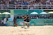 Deutsch: Beachvolleyball bei den Olympischen Jugendspielen 2018; Tag 11, 17. Oktober 2018; Jungen, Spiel um Platz 3 – Argentinien-Ungarn 2:0 (21–15/21–15) English: Beach volleyball at the 2018 Summer Youth Olympics at 17 October 2018 – Bronze Medal Match – Argentina-Hungary 2:0 (21–15/21–15)